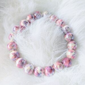 Dog Necklace, Beaded, Pinks & Purples, Small, New, Handmade